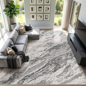 Micgeek abstract rug for living room, 9x12 in taupe, warmth and cohesive style.