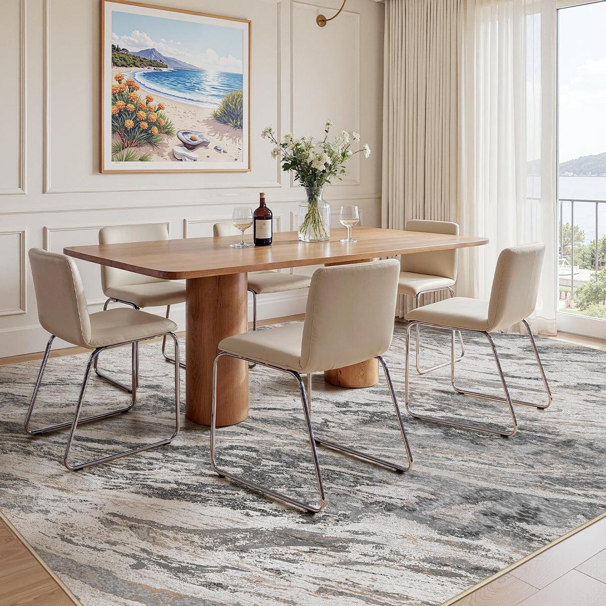 Micgeek non-slip backing rug, taupe, keeps space safe and prevents slips.