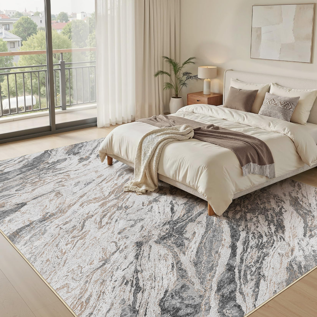 Micgeek washable chenille rug, 9x12 taupe, easy to clean and refresh.
