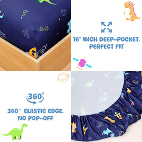 MICORAL dinosaur pillowcase completes the 3-piece set with easy-care fabric