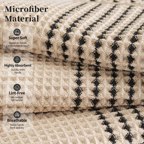 MICROFI beige-striped 30x60 bath towels ready for full-body drying after showers.
