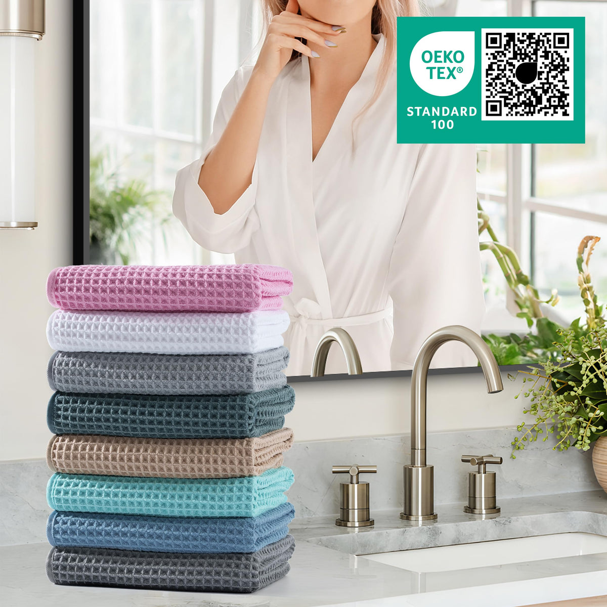 MICROFI easy-care machine wash and dry towels.