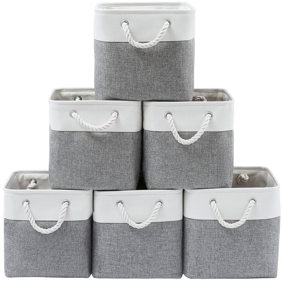 MidmmVick 13x13 cube storage bin set neatly organized on a closet shelf