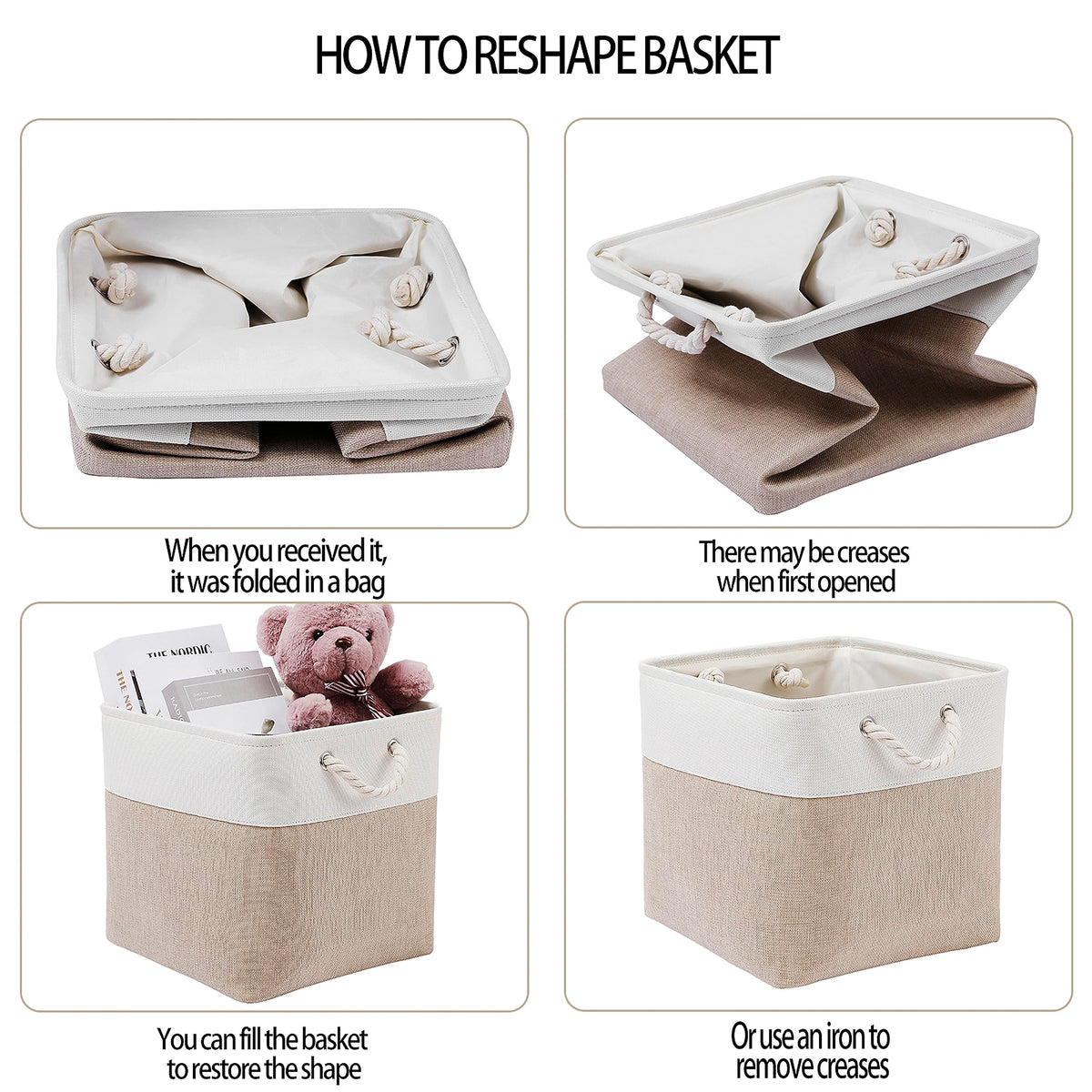 Bathroom towel storage using MidmmVick cube bin for easy access.
