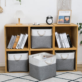 MidmmVick foldable cube storage bin in linen and EVA, easy to store when not in use