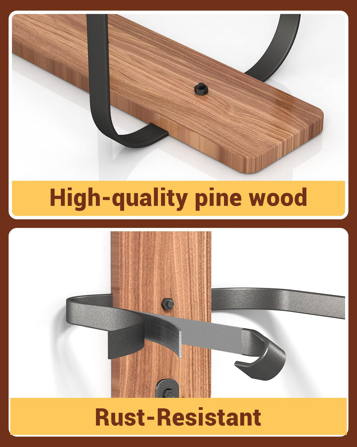 Midukit rustic wood and metal hanger suits entryways, cabins, and western decor.