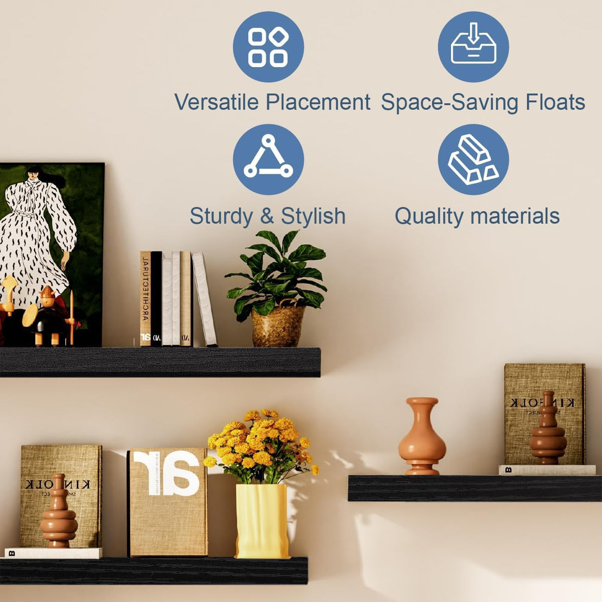 Mifurn shelves hold towels, decor, or plants, keeping bathrooms neat and visually balanced.