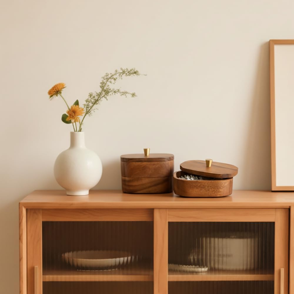 MIGAKU HOME elegant acacia finish complements modern bathroom decor.