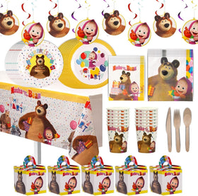Mighty Mojo Masha Bear hanging decorations brighten the party space.