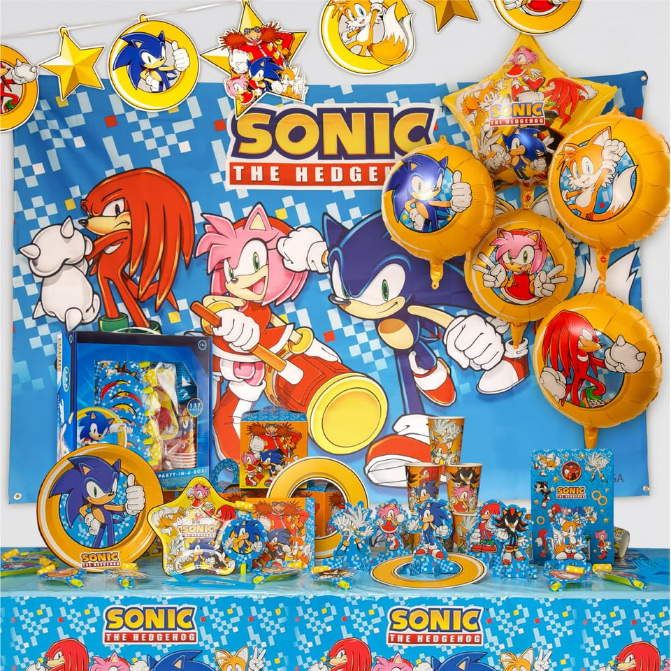 Mighty Mojo Sonic five foot banner elevates party decor and creates a focal point for the celebration.