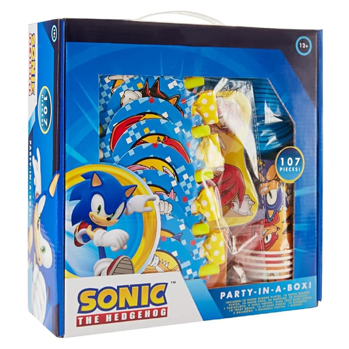Mighty Mojo Sonic party favors boxes provide memorable take-home mementos for guests.