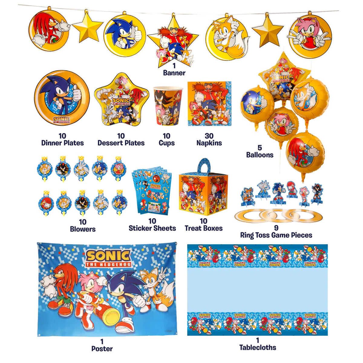 Mighty Mojo Sonic plates pack provides themed dining essentials for kids' celebration.