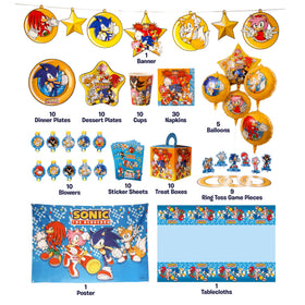 Mighty Mojo Sonic plates pack provides themed dining essentials for kids' celebration.