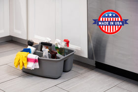 Mighty Tuff Rough & Rugged Caddy in dorm room for storage.
