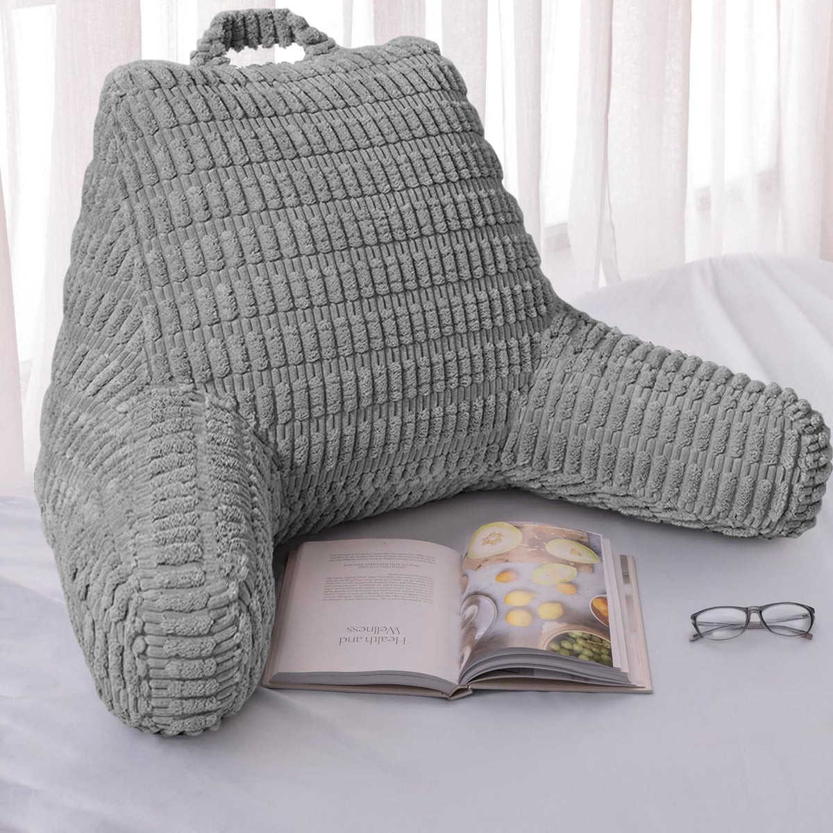 MIJIMO Reading Pillow dimensions 21-inch dark grey for compact spaces