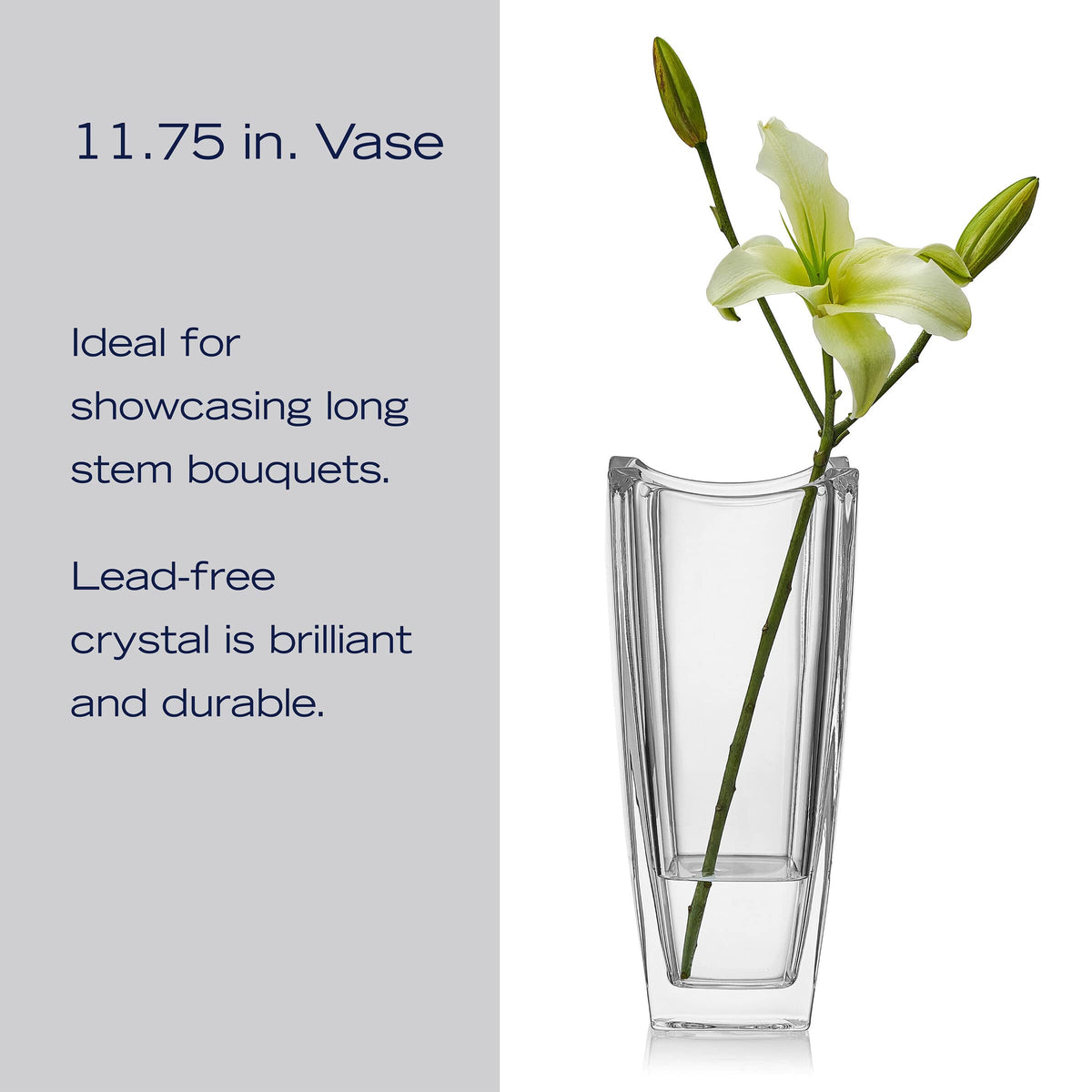 Mikasa Baron Crystal Vase filled with flowers creates striking focal point.