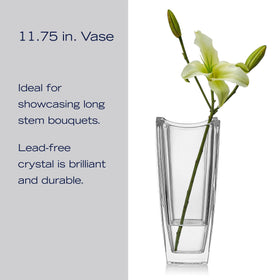Mikasa Baron Crystal Vase filled with flowers creates striking focal point.