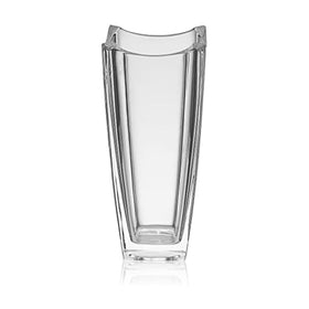 Mikasa Baron Crystal Vase side view showing modern angles reflect light beautifully.