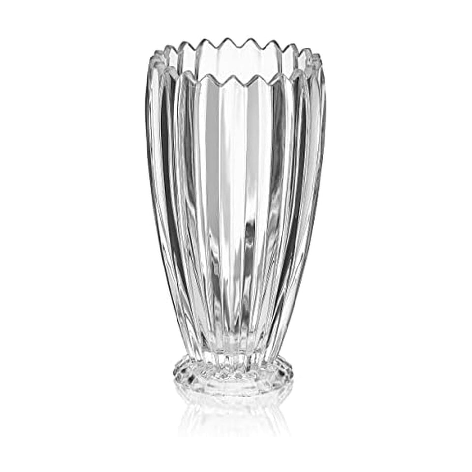 Mikasa Estate Crystal Vase with footed base enhances elegant display for fresh or silk flowers.