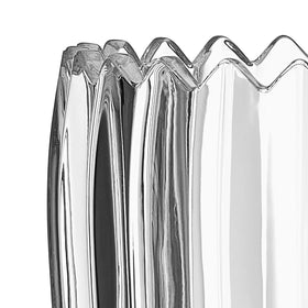 Estate Crystal Vase ridge pattern catches light for eye catching centerpieces.