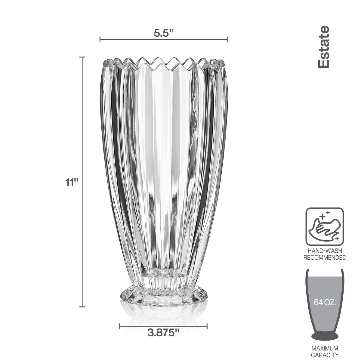 Mikasa Estate Crystal Vase showcases clear lead free crystal for everyday elegance.