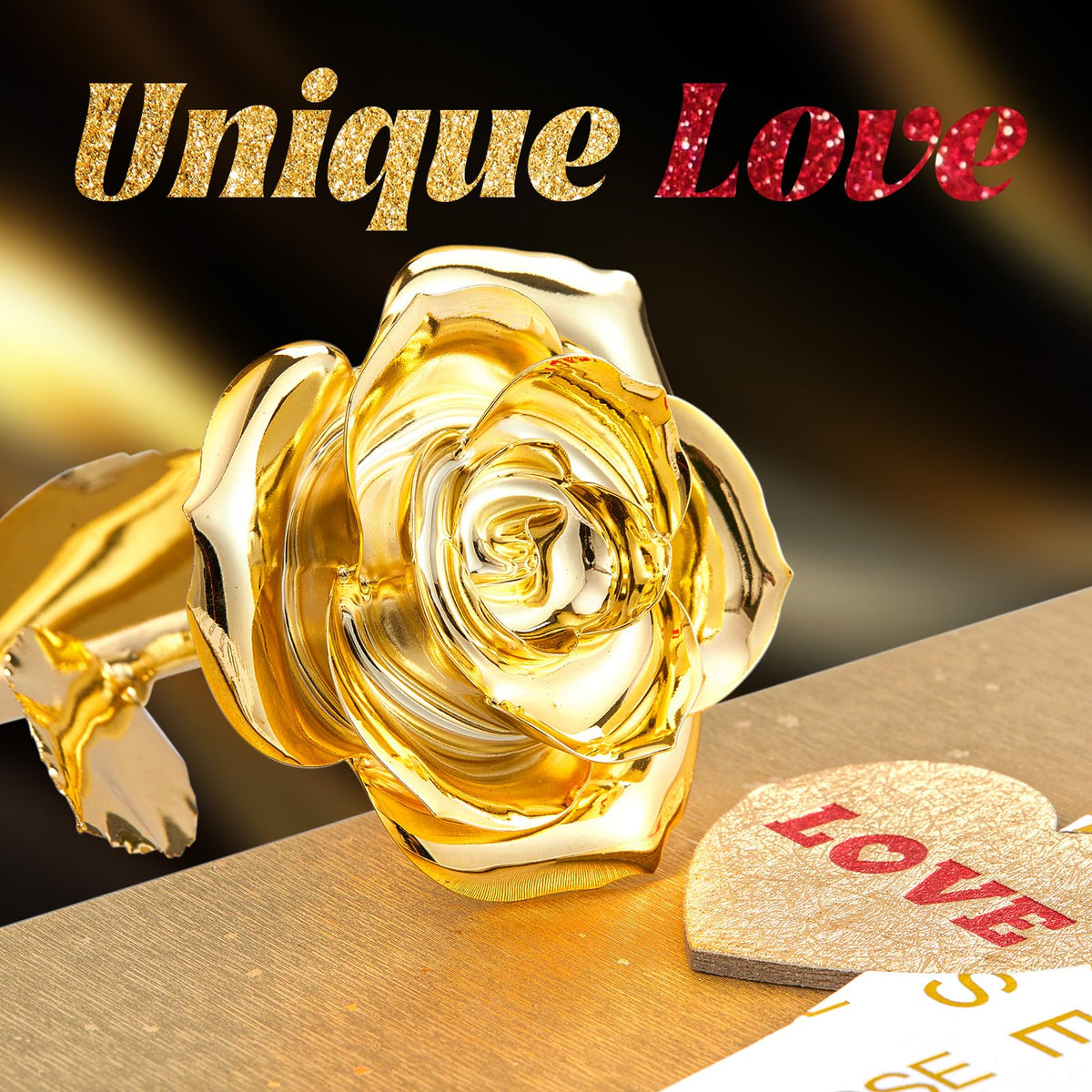 Mikasol 24K gold rose detail reveals radiant finish for a premium gift.