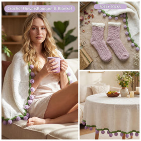 Mikimoony crochet flower bouquet close-up highlights intricate stitch detail