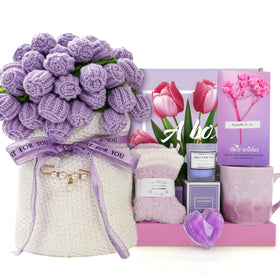 Mikimoony crochet flower bouquet blanket centerpiece adds lasting warmth to home decor