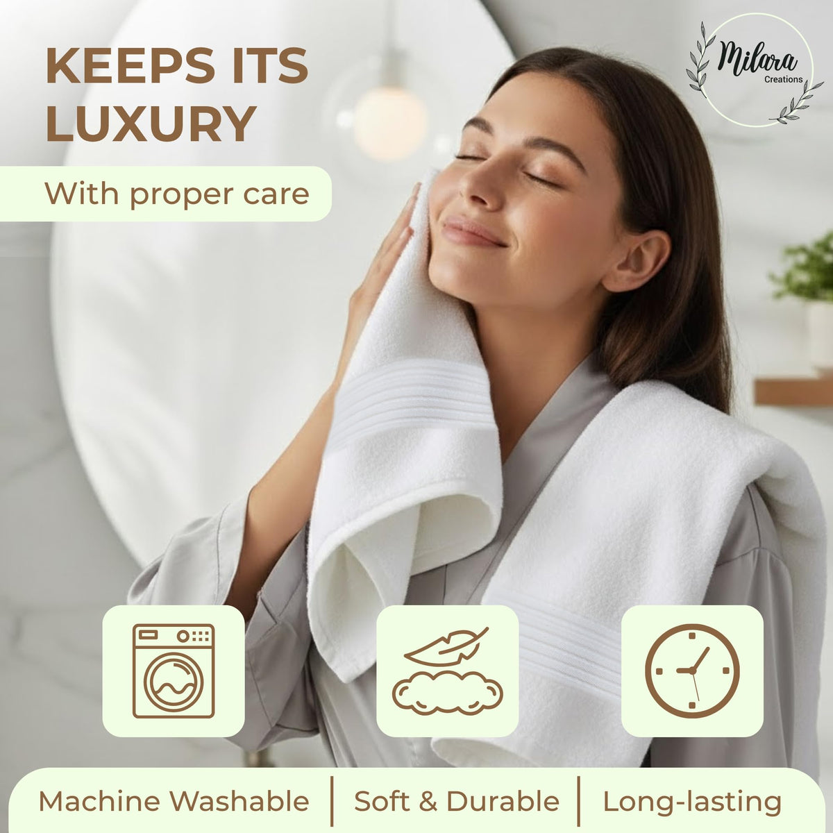 Milara OEKO-TEX certified towels ensuring safety and comfort.