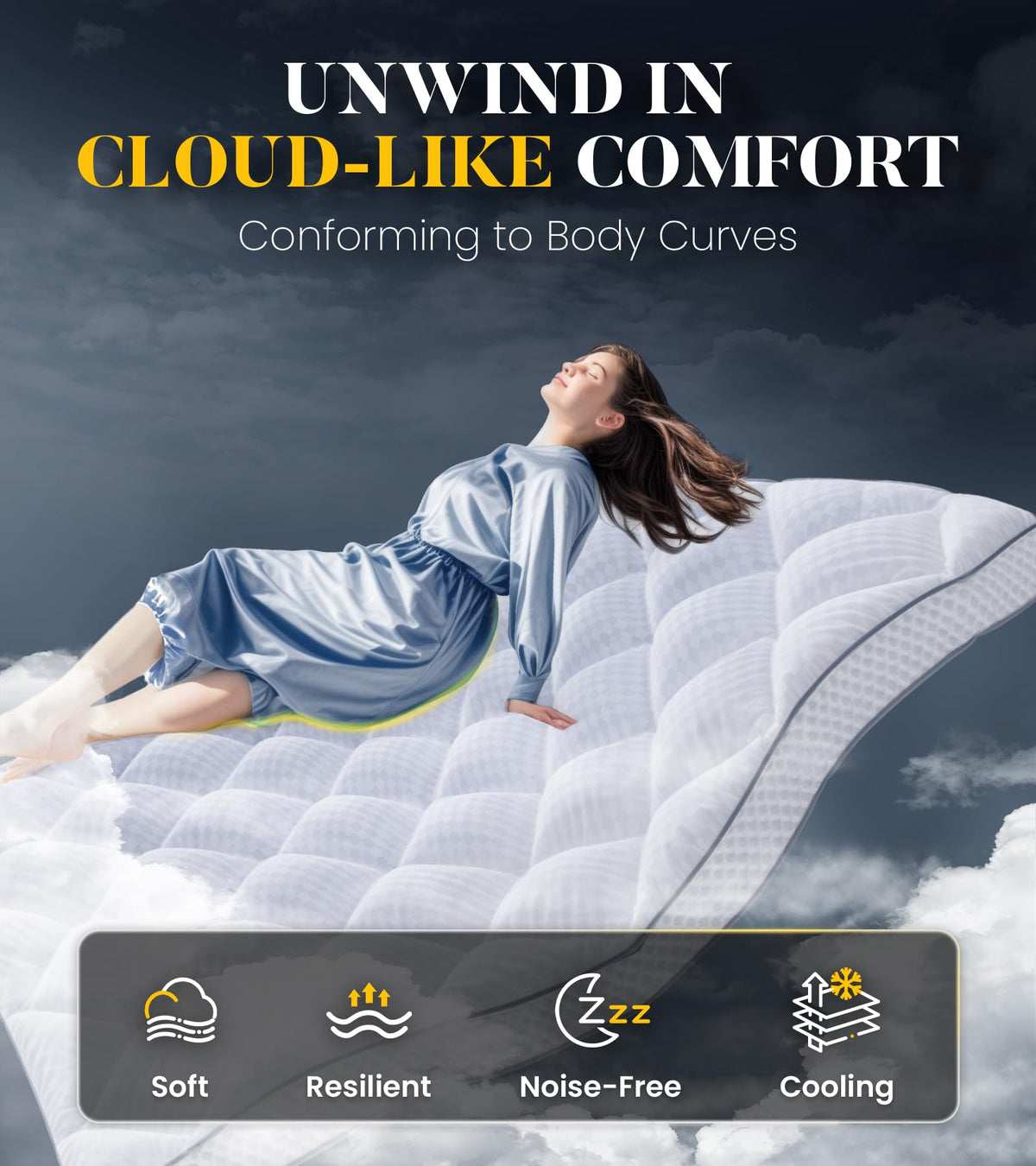 Milcabe topper with breathable 3D air mesh sides to stay cool at night
