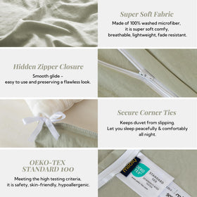 King-size MILDLY duvet cover measures 104 by 90 inches with two pillow shams.