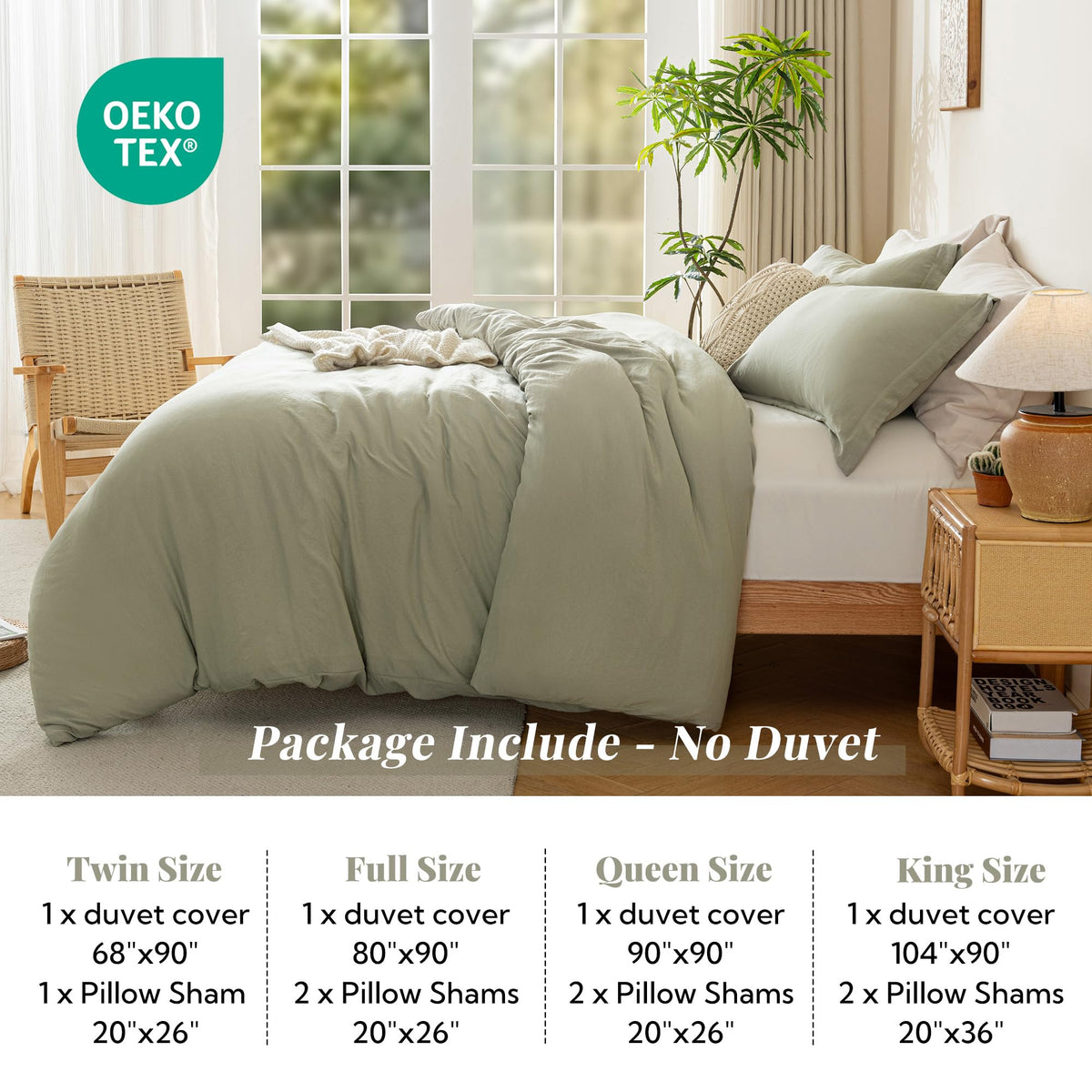 MILDLY duvet cover in October Mist Sage adds calm color and easy care to any room