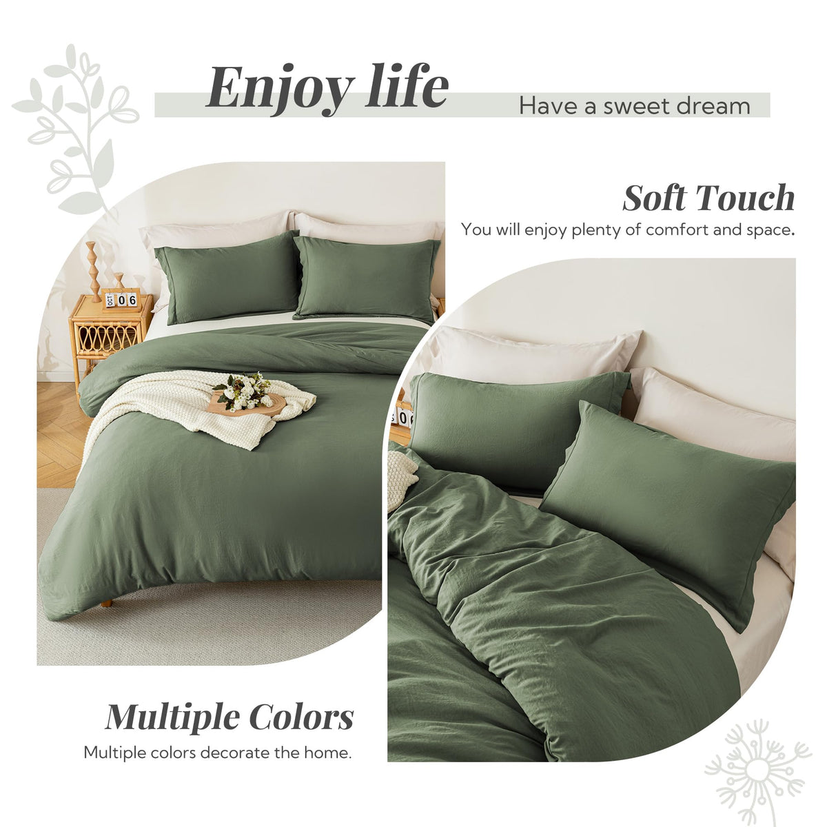 MILDLY bedroom setup demonstrates soft, breathable bedding ideal for any season