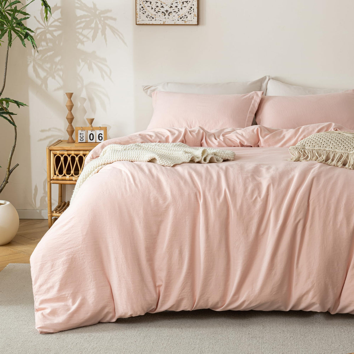 MILDLY super soft duvet cover pink; plush comfort for year-round use.