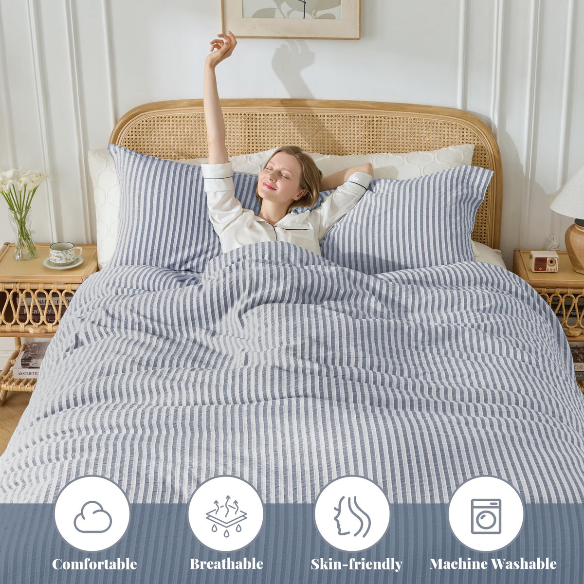 MILDLY washed cotton fabric closeup highlights breathability and durability.