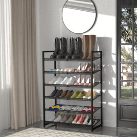 MILEFA 6-tier shoe rack side view demonstrates tall, space-saving silhouette