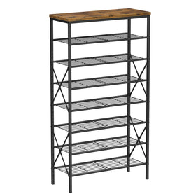 MILEFA 8-tier tall shoe rack with sturdy frame and roomy shelves.