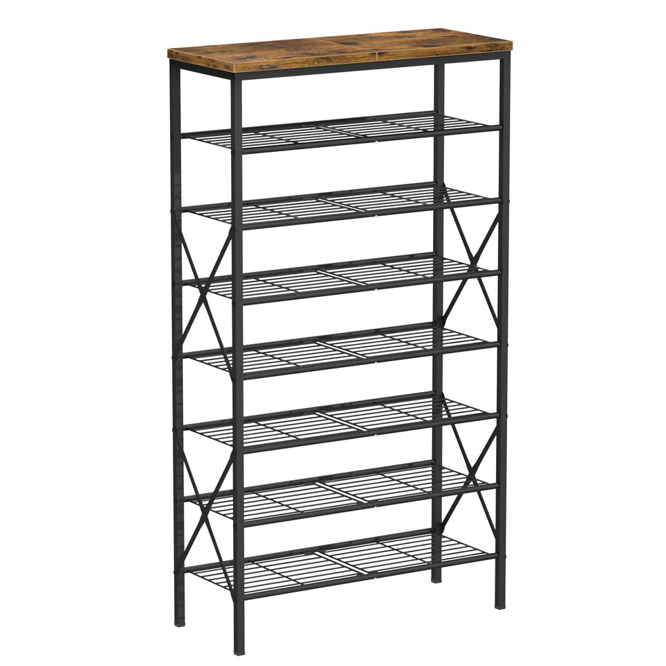 MILEFA 8-tier tall shoe rack with sturdy frame and roomy shelves.