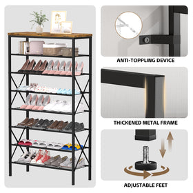 MILEFA mesh shelf supports 22 lb and keeps shoes organized.