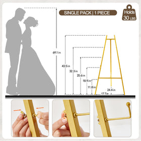 Milostelom gold floor easel folds for compact storage and easy transport.