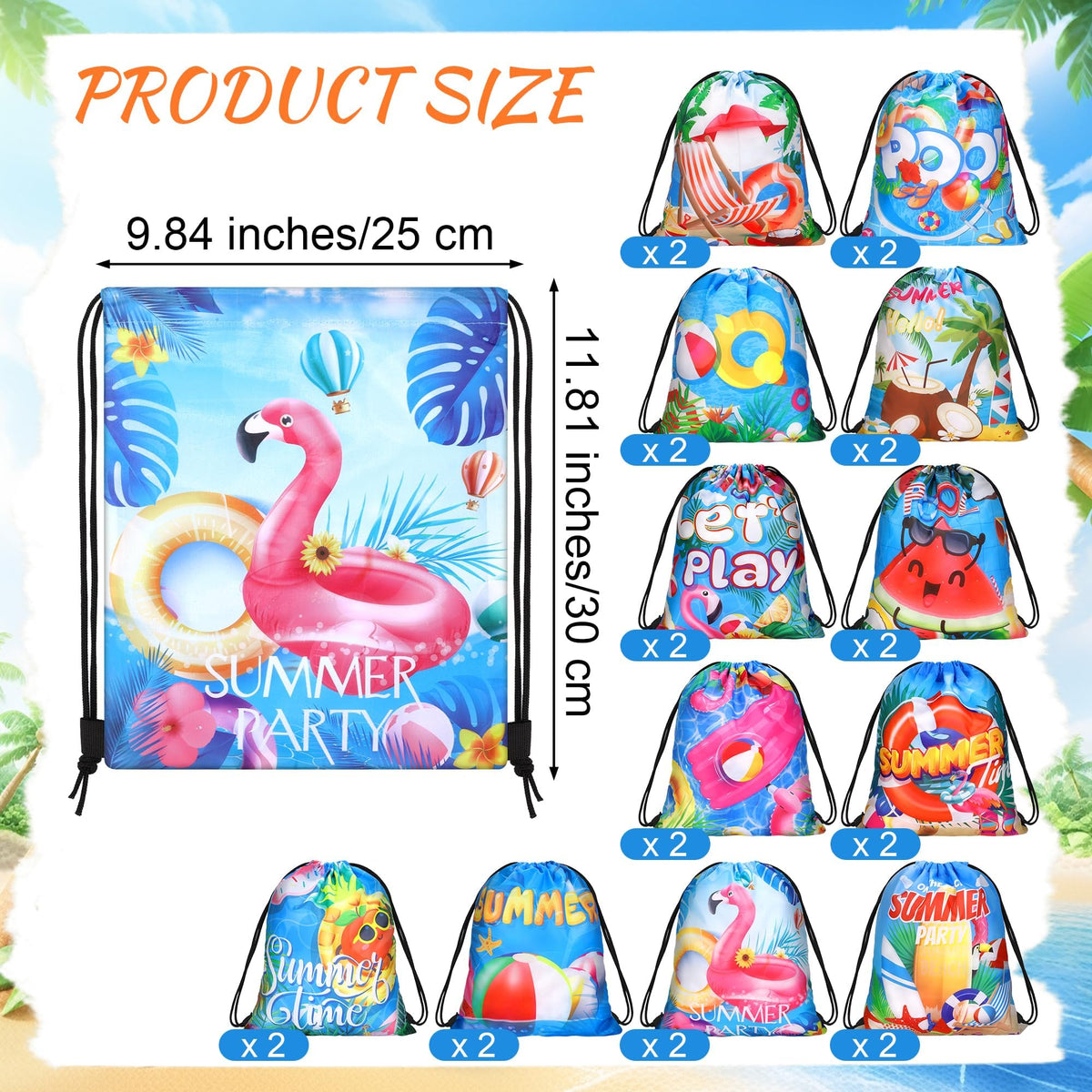 MIMIND pool drawstring bags with surfboard motif for beach event gift bags