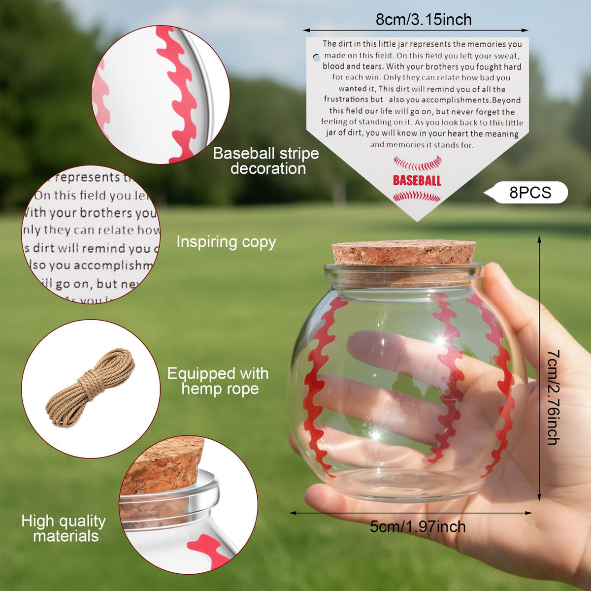 Mimorou baseball jar set with wooden signs for decorations