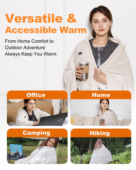 MIMYTH blanket draped over shoulders for relaxed warmth anywhere.