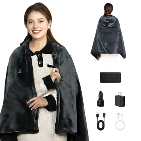 MIMYTH cordless heated blanket worn hooded for cozy warmth at home