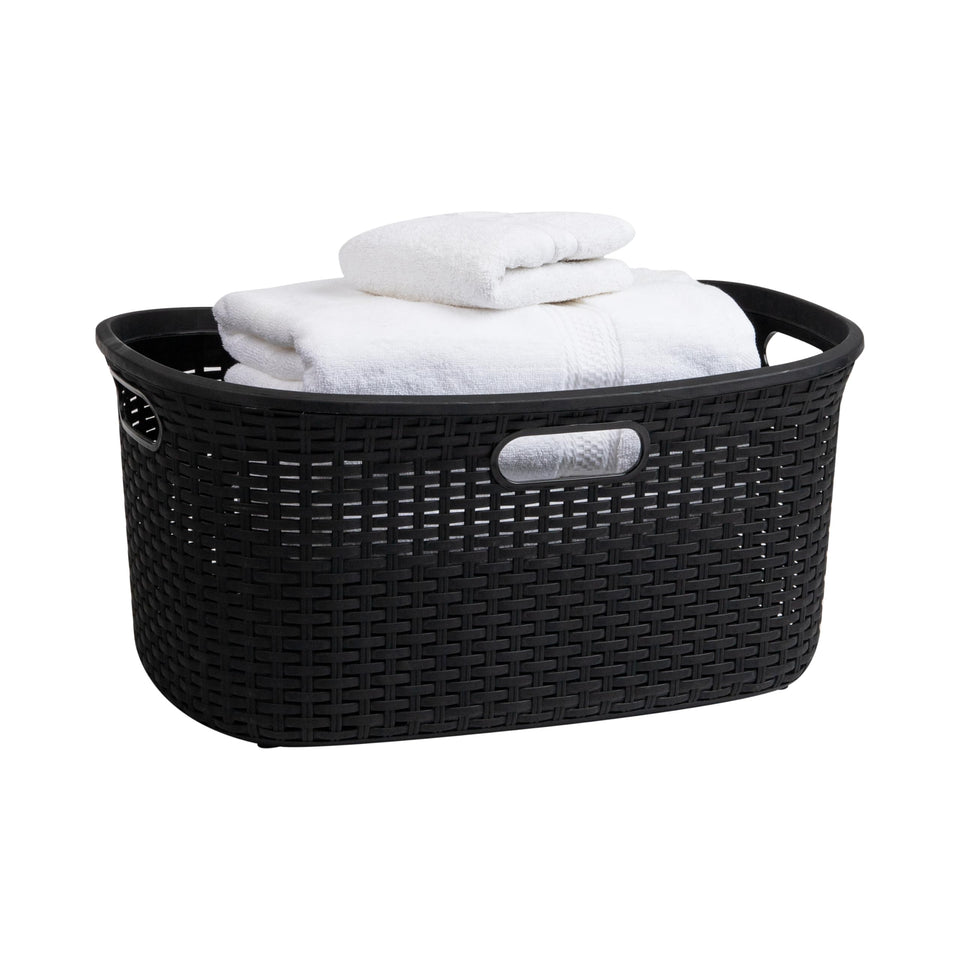 Mind Reader 40L laundry basket with open top for easy drop-in laundry.