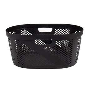 Mind Reader 40L stackable baskets in a closet for organized storage.