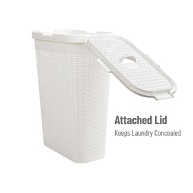 Mind Reader hinged lid keeps contents out of sight for tidy spaces.