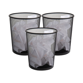 Mind Reader mesh trash can set of 3 shown together for coordinated office organization.