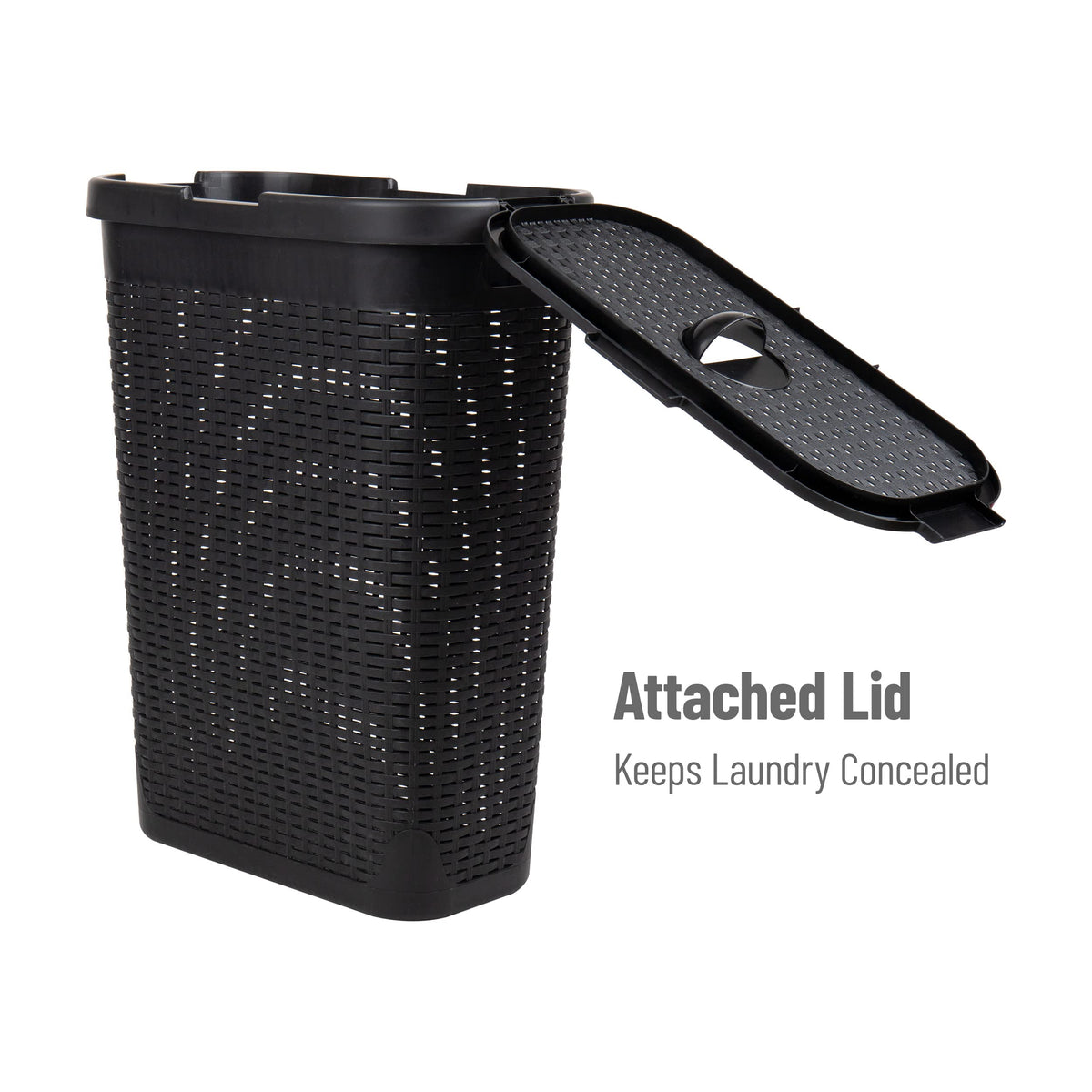 Mind Reader Slim Hamper built-in handles enable easy lifting and repositioning.