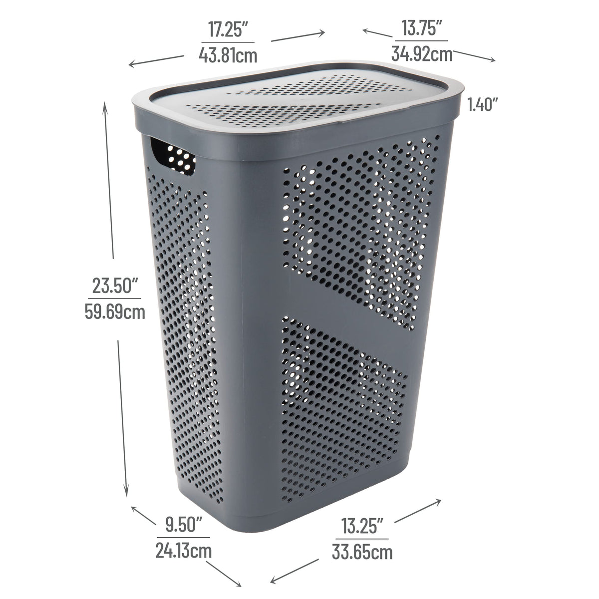 Mind Reader Slim Laundry Hamper built-in handles ease transport between rooms.